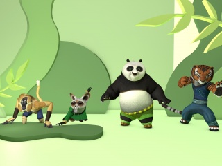 功夫熊猫玩具组合C4D模型