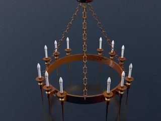 复古铁链蜡烛吊灯C4D模型