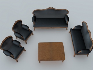 皇室沙发茶几组合C4D模型
