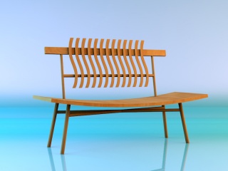创意实木长椅C4D模型