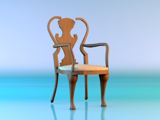 简约实木椅子C4D模型