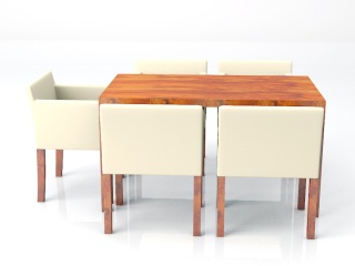 简单餐桌椅组合C4D模型