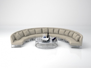 半圆沙发茶几组合C4D模型