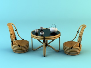 品茶桌椅组合C4D模型