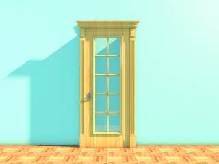 木质玻璃门厨房门C4D模型