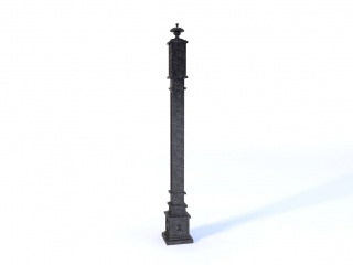 黑色实木柱子C4D模型