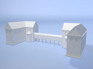 城堡小桥白模C4D模型