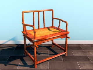 实木太师椅C4D模型