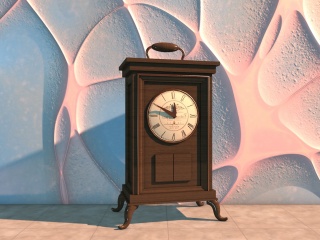 木质复古座钟C4D模型