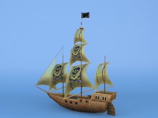 古代木制海盗船C4D模型