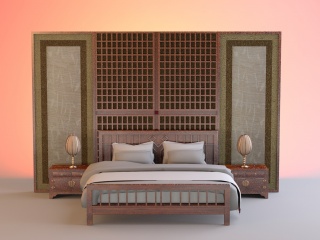 中式木床C4D模型