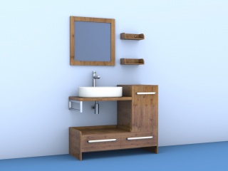 木质卫浴组合C4D模型