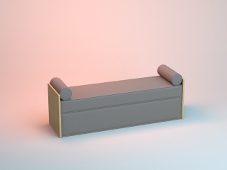 中式床尾凳C4D模型