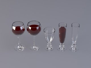 玻璃酒杯套装C4D模型