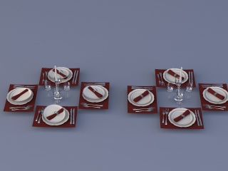 欧式餐具组合C4D模型
