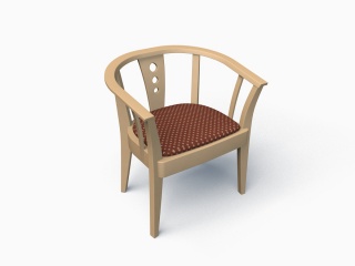复古实木椅子C4D模型