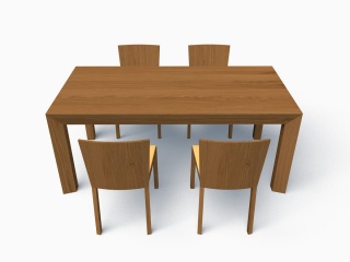 实木桌椅C4D模型