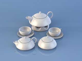 现代简约茶具C4D模型