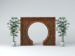 带竹子的拱门C4D模型