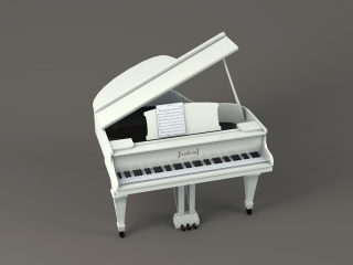 白色钢琴C4D模型