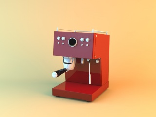 不锈钢咖啡机C4D模型