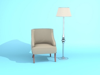 沙发椅和落地灯C4D模型