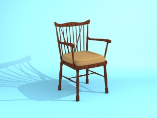 现代木质扶手餐椅C4D模型