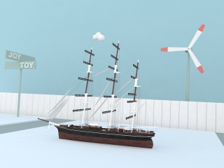 帆船工程场景C4D模型