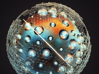 现代金属球体C4D模型