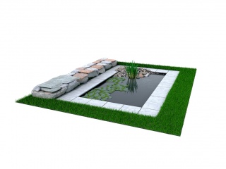 园林景观水池C4D模型