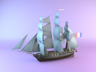 现代航海帆船C4D模型