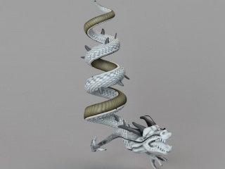 龙盘踞龙雕塑C4D模型