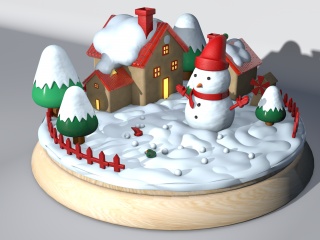 卡通圣诞雪人C4D模型