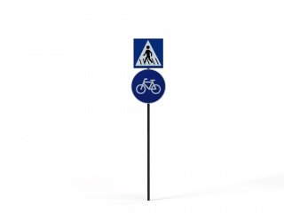 交通指示牌人行横道标志C4D模型