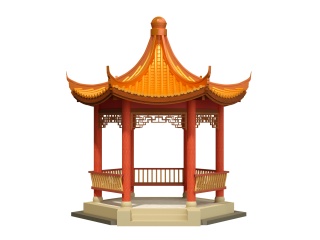 中式建筑古建中式亭子C4D模型