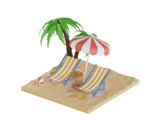 卡通沙滩C4D模型