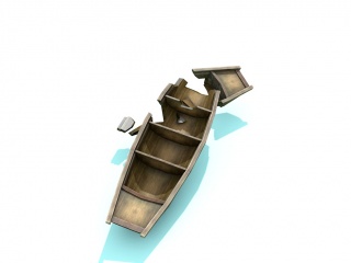 中式渔船乌篷船C4D模型