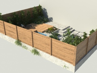 别墅水池户外花园C4D模型