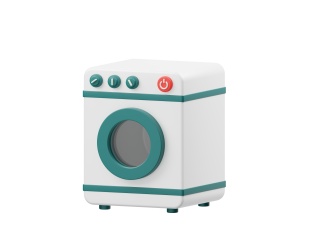卡通洗衣用品立体图标洗衣机C4D模型