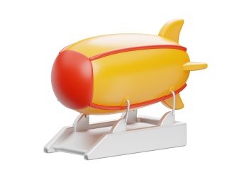 卡通交通运输黄色气球飞机导弹C4D模型