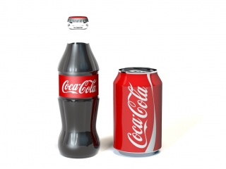 仿真可口可乐饮料塑料瓶罐装玻璃瓶C4D模型