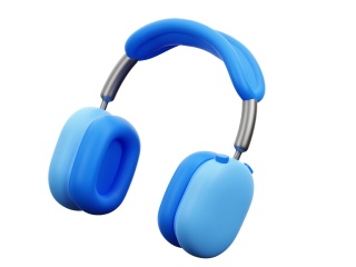 卡通电子产品图标头戴式无线蓝牙耳机耳麦降噪耳机隔音耳罩C4D模型