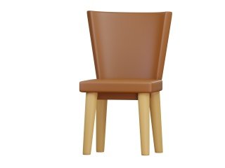 卡通图标摁扭室内家具皮质实木靠背椅子C4D模型