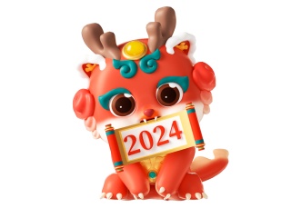 卡通2024龙年3D立体春节新年小龙人物过年形象龙兽系列C4D模型