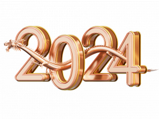 3D立体2024新年跨年龙年龙创意艺术字玫瑰金C4D模型