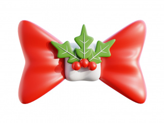 圣诞节装饰卡通图标大红蝴蝶节浆果C4D模型