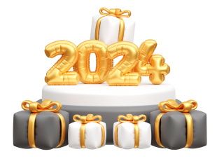 2024年金色立体气球艺术字蛋糕形C4D模型