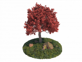 立体植物花草树木小场景C4D模型