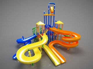 幼儿游乐器材滑梯C4D模型