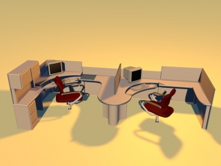 现代办公桌椅组合C4D模型